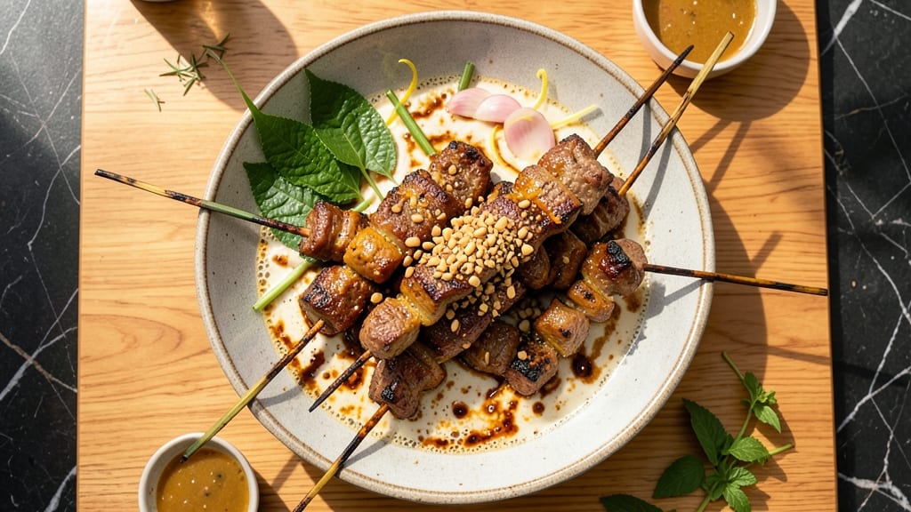 Authentic Thai Beef Satay Recipe: Skewered Perfection With Peanut Sauce Drizzle