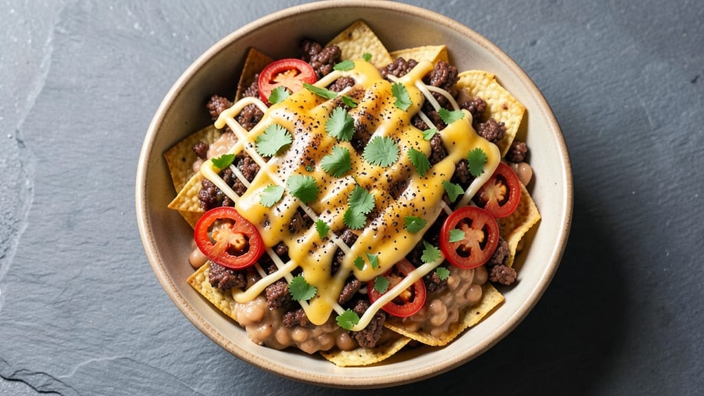 Beef Bean Cheese Nachos Recipe: Crunchy Tortilla Stacks With Melty Cheese Rivers