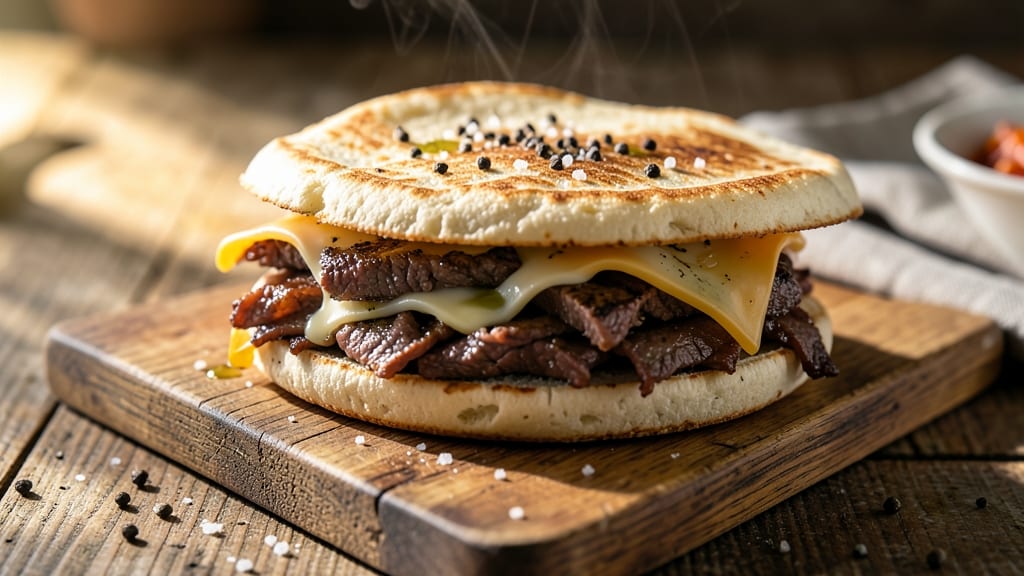 Beef and Cheese Sandwiches Recipe: Crispy Tortilla Layers With Melted Cheese Rivers