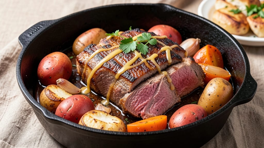Beef Bake Recipe: One-Pan Cheese-Crusted Richness With Caramelized Roots