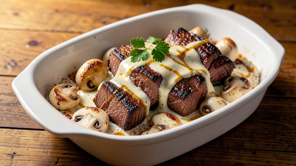 Beef Ala King Recipe: Creamy Mushroom and Cheese Steak Bites