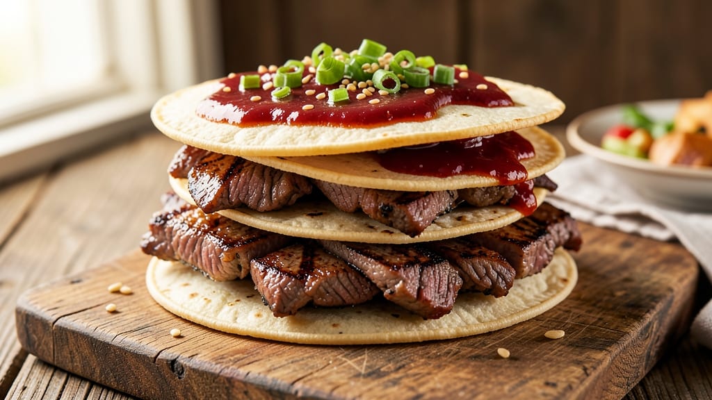 Beef Aju Sandwich Recipe: Crispy Tortilla Wrapped With Tangy Vinegar-Kissed Beef