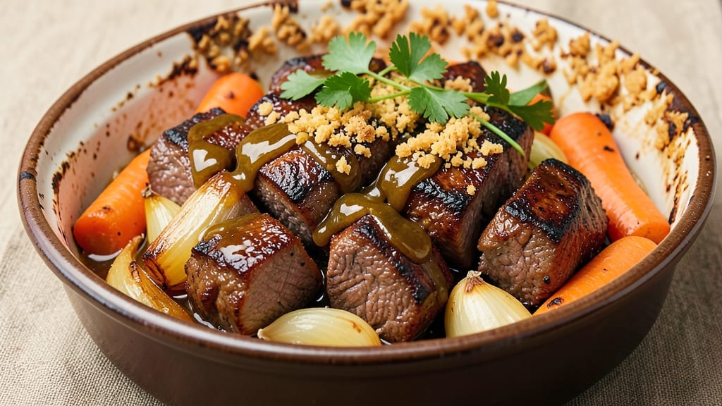 Beef and Mustard Recipe: Deeply Savory Braise With Crispy Root Vegetables