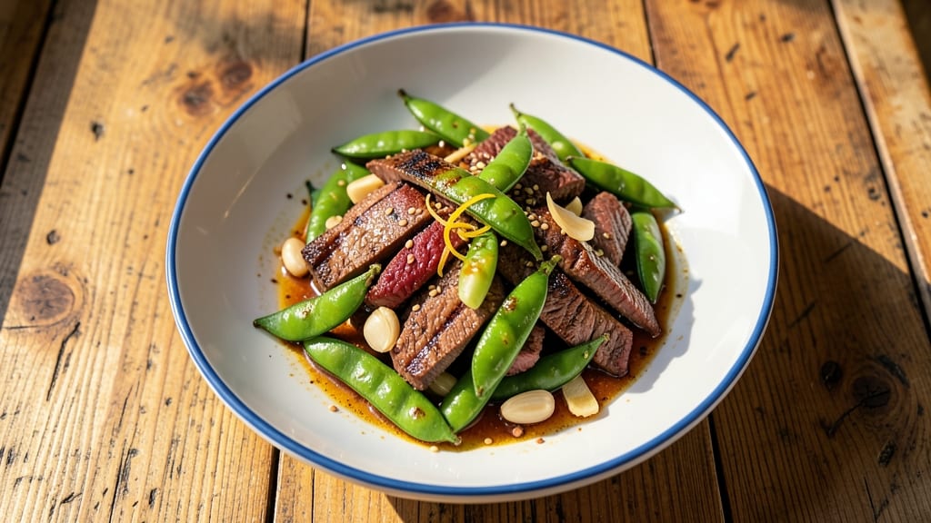 Beef and Peapod Stir Fry Recipe: Sweet Pea Pods and Seared Beef in 25 Minutes