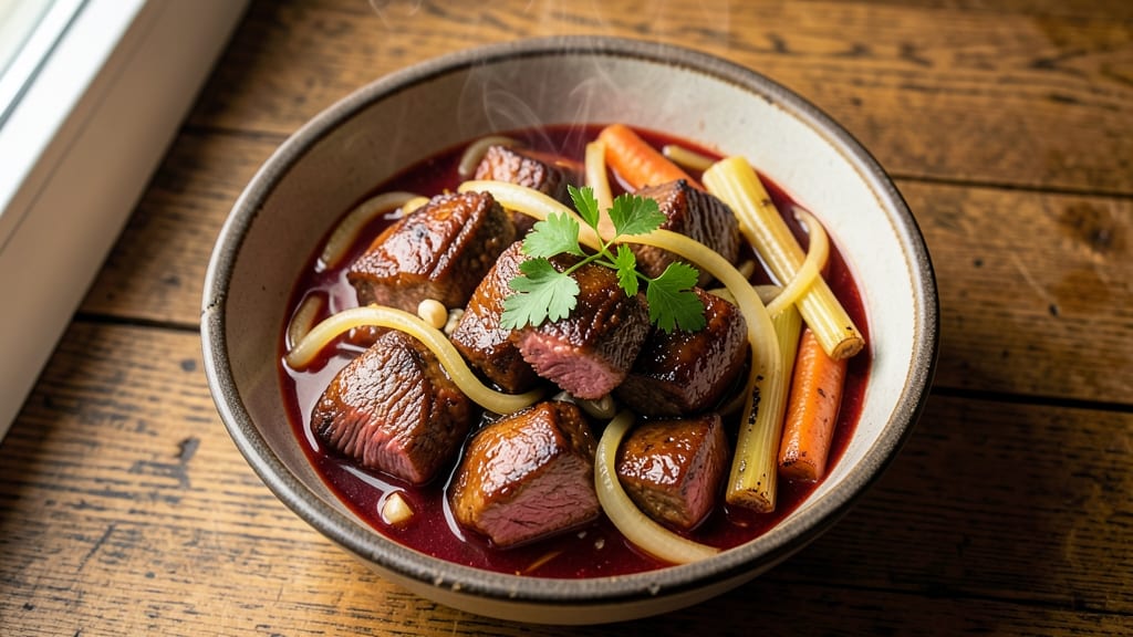 8 Hour Beef Stew Recipe: Deep Red Wine Braise with Caramelized Root Vegetables and Umami Depth