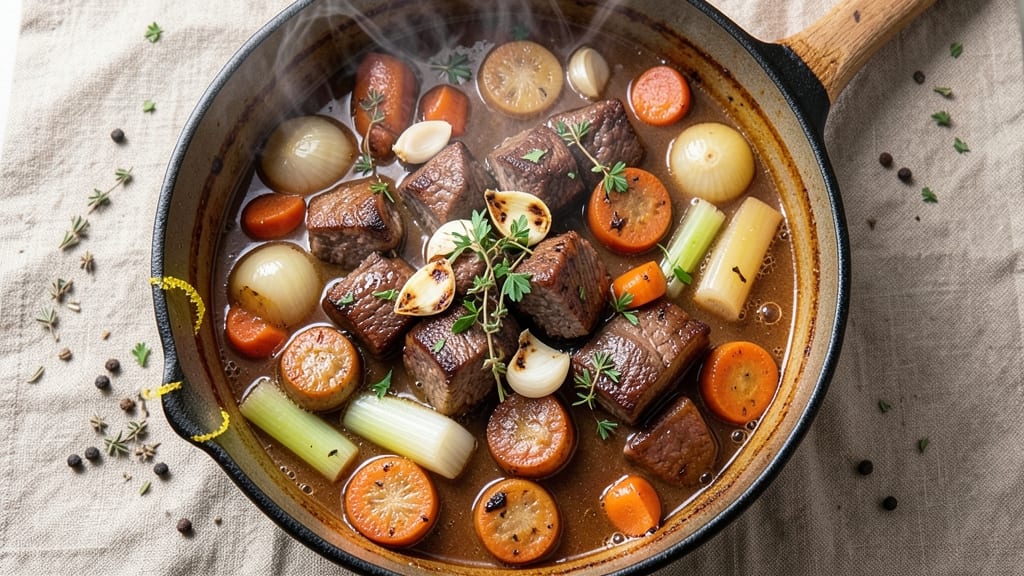 Beef and Sausage Stew Recipe: Deep Umami Braise With Caramelized Root Vegetables