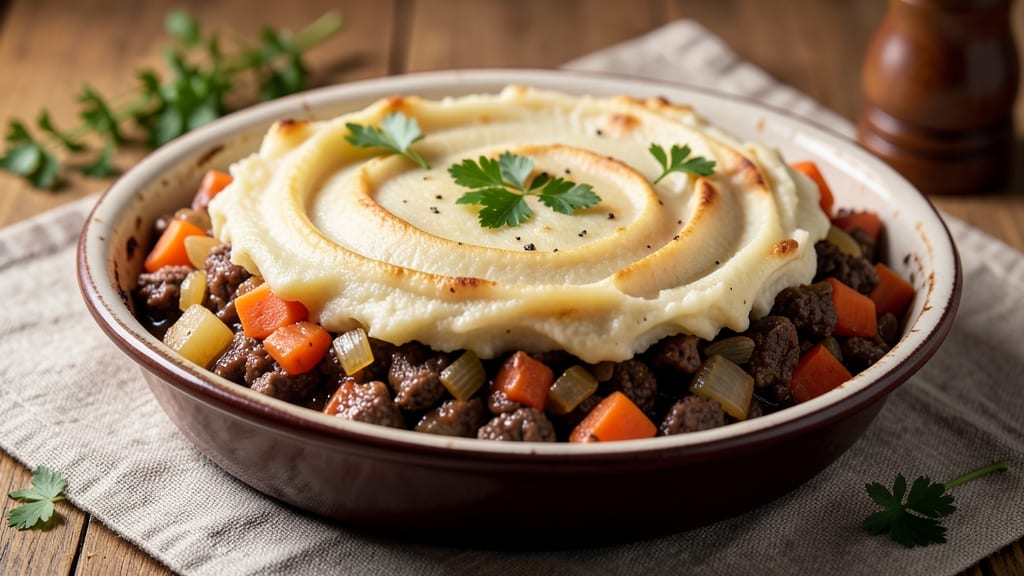 Beef and Potato Shepherd's Pie Recipe: Crispy Top, Savory Beef, Mashed Perfection