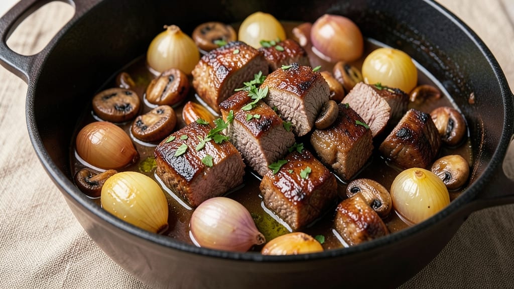 Basic Beef Bourguignon Recipe: Wine-Reduced Richness With Caramelized Mushrooms