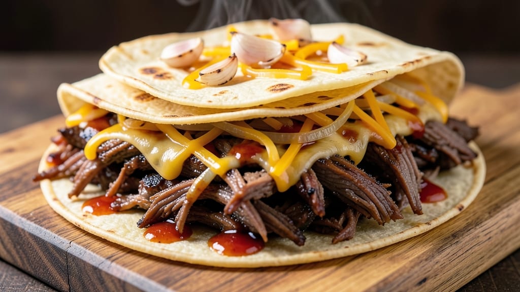 BBQ Beef Cups Recipe: Crispy Tortilla Shells With Smoky Cheese Rivers