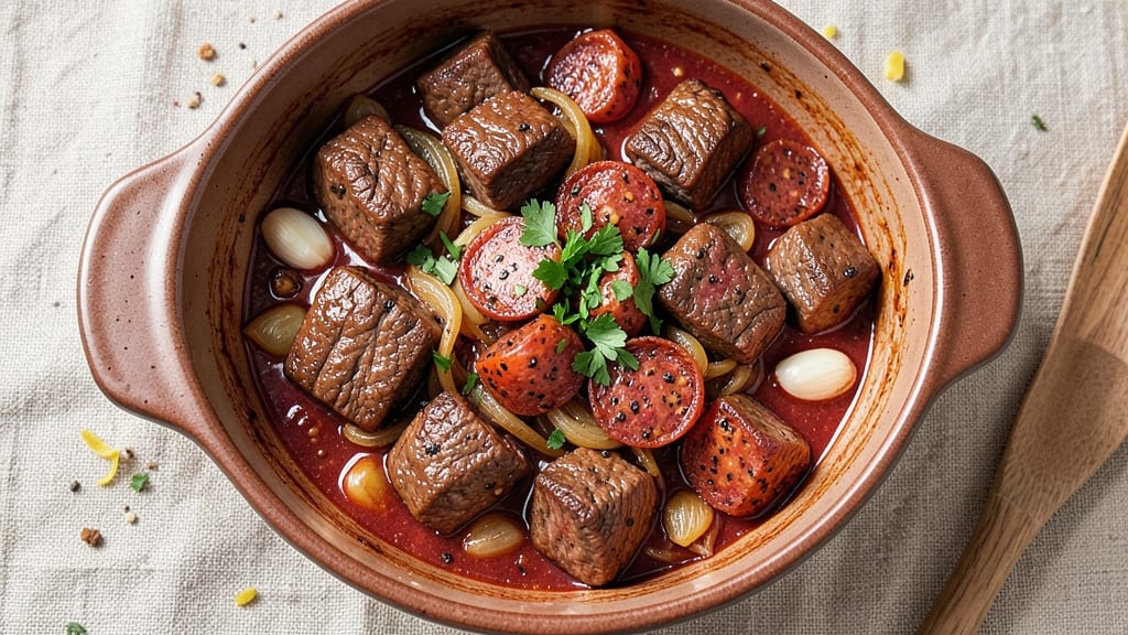 Beef and Chorizo Stew Recipe: Deep-Spiced Comfort with Paprika-Kissed Crunch