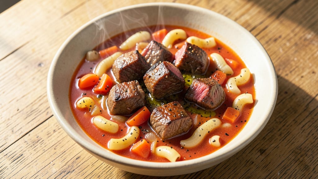 Beef and Tomato Macaroni Soup Recipe: Umami-Rich Broth with Al Dente Pasta