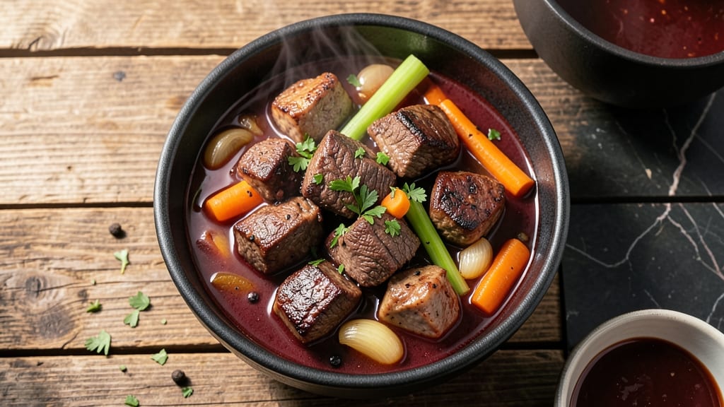 Beef and Lamb Stew Recipe: Deep-Red Wine Braise with Caramelized Roots and Herbs
