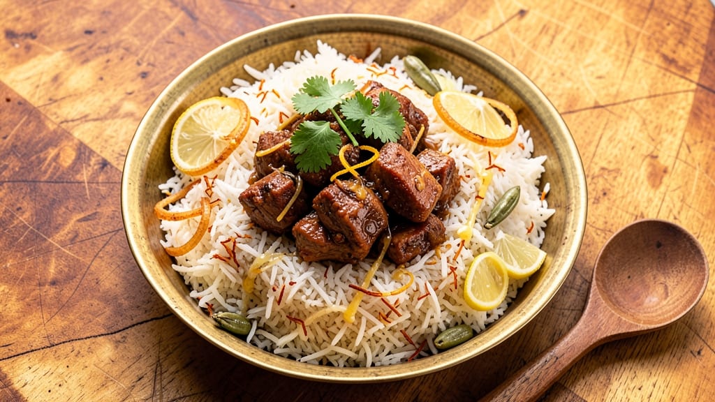 Beef Biriyani Recipe in Malayalam: Fragrant Saffron Rice and Spiced Meat Layers