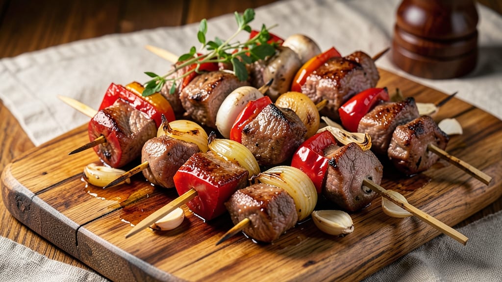 Beef and Vegetable Kabobs Recipe: Skewered Grill Masterpiece With Charred Crusts