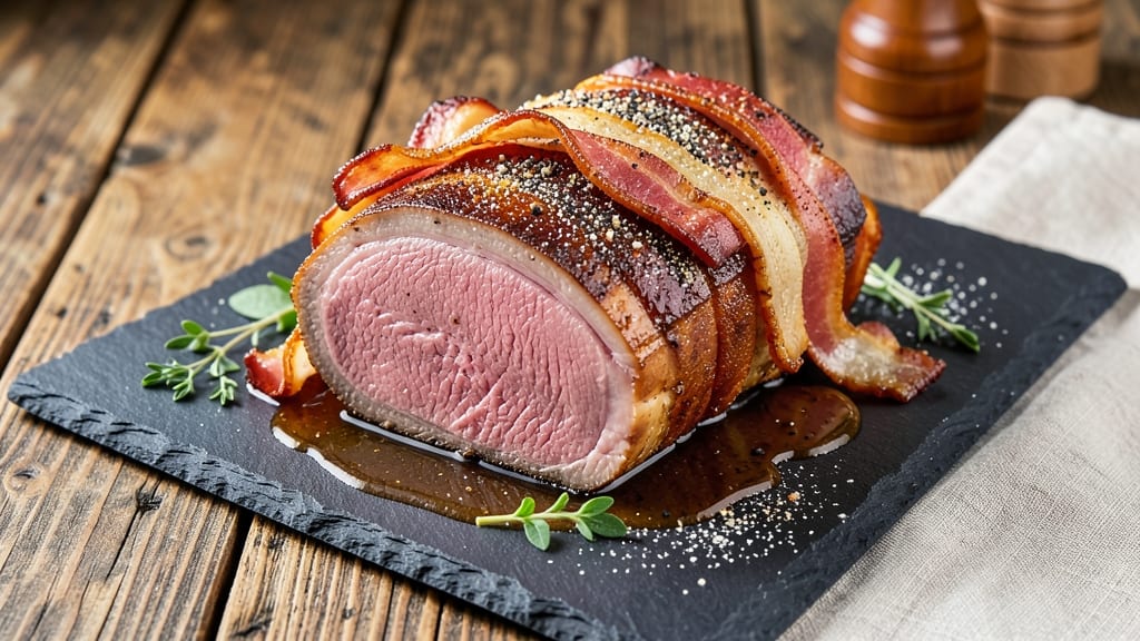 Bacon-Wrapped Beef Tenderloin Roast Recipe: Smoky Crust and Juicy Layers in One Pan