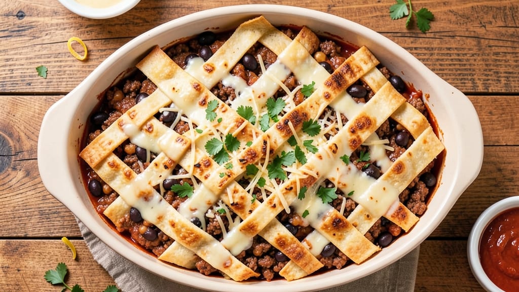 Beef and Bean Enchilada Casserole Recipe: Cheesy Tortilla Layers and Hearty Filling