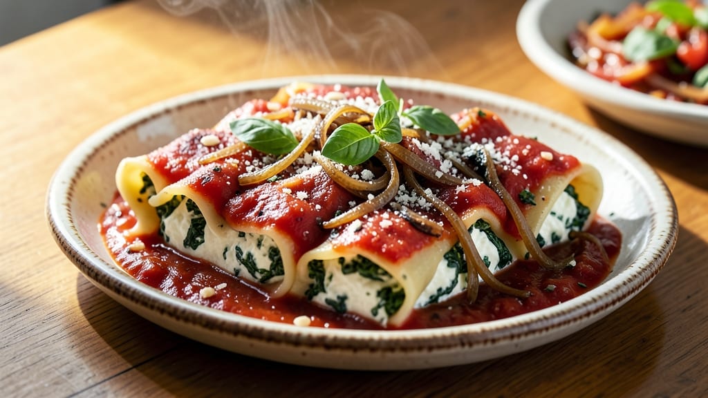 Beef and Spinach Cannelloni Recipe: Cheesy Stuffed Pasta With Silky Tomato Cream