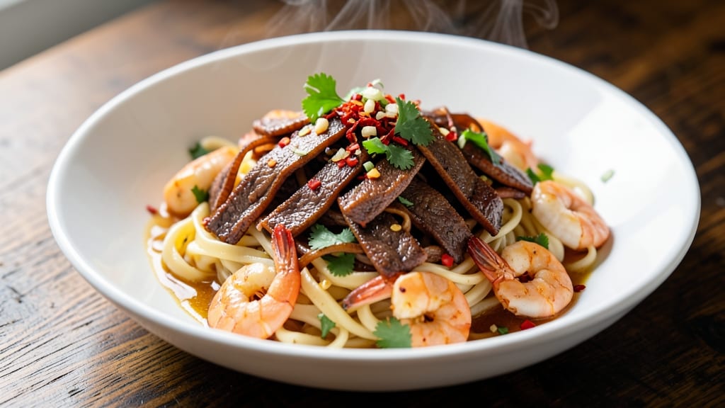 Beef and Shrimp Yakamein Recipe: Wok-Tossed Umami Crunch With Silky Noodles