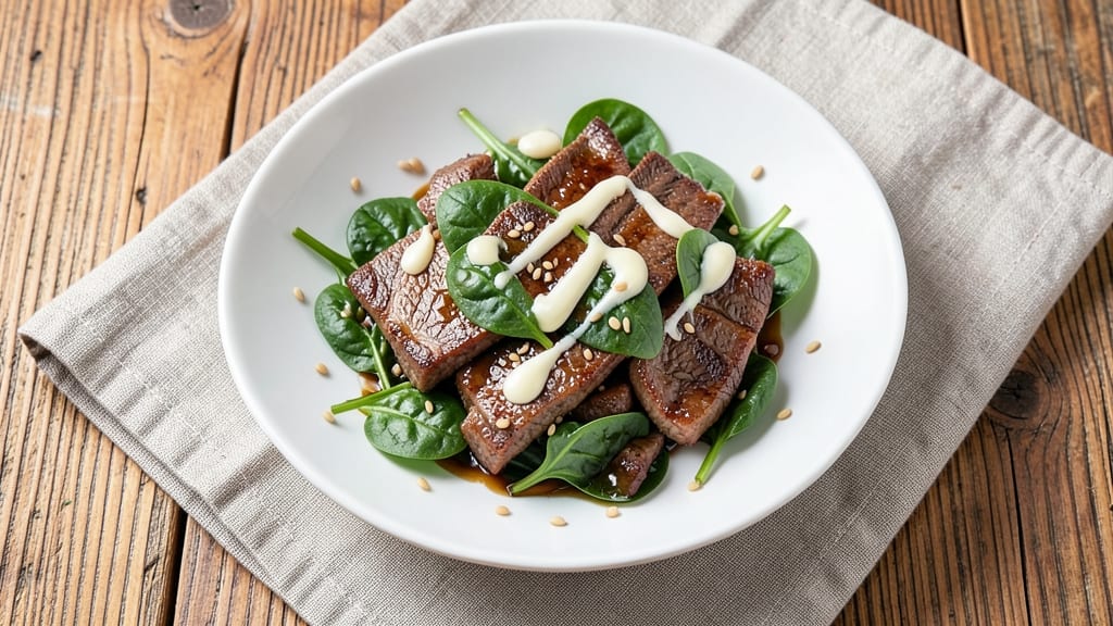 Beef and Spinach Stir Fry Recipe: Velvety Garlic Butter Sauce With Wilted Greens