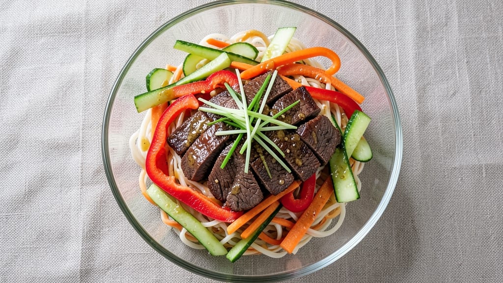 Asian Beef Salad Recipe: Crunchy Noodles and Sweet Chili Zing