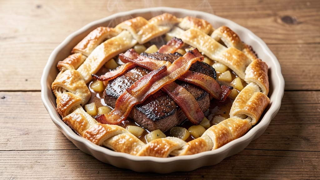 Beef and Bacon Pie Recipe: Flaky Pastry Crust With Savory Meat Filling