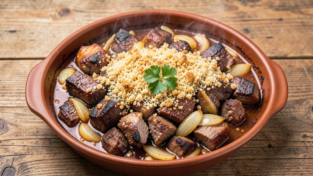 Beef and Pork Casserole Recipe: One-Pot Hearty Dinner With Caramelized Onion Crunch