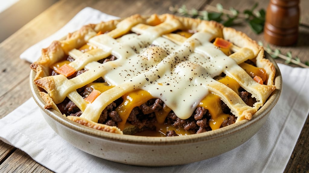 Beef and Cheese Pie Recipe: Flaky Crust, Melty Cheese Rivers